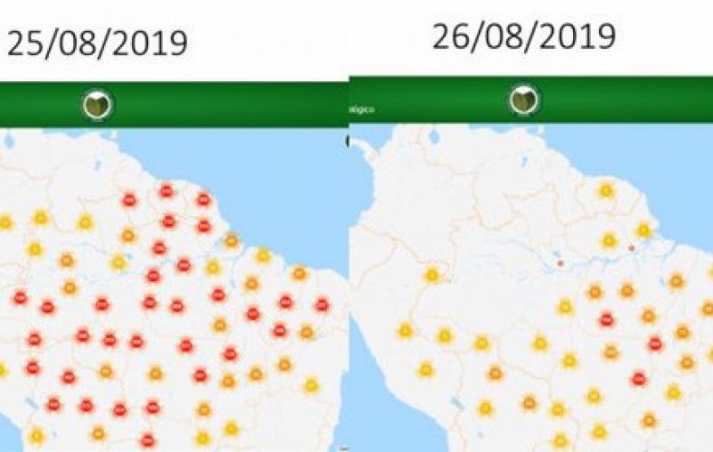 Imagem de satélite mostra redução das áreas atingidas por incêndios